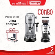 [COMBO KG521.M Conical Burr Grinder] Delonghi EC685 Dedica Pump Espresso Coffee Machine EC685.M EC68