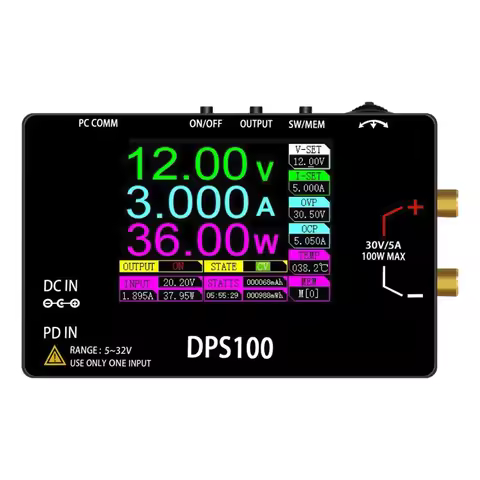 DPS100 Adjustable Voltage Regulator 30V 5A 100W Max Pocket Size Bench Switching Programmable Voltage