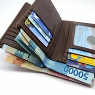 Men's Plain Leather Wallet 3/s 4 3 Dimensions Many Money and Plain Cards