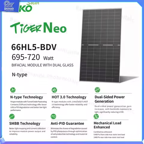 Jinko High Efficiency Solar Panel Tiger Neo N Type 700W 705W 710W 715W 720W Monocrystalline PV Modul
