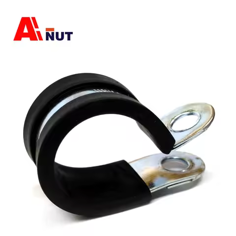 6mm-70mm【15mm Width 】Carbon Steel Cable Clamp, P-clip Pipe Clamp Rubber Cushioned, C002