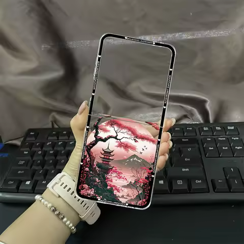 Hand Painted Japan Anime Landscape Phone Case for Samsung Zflip 7 ZFlip7 Case Hard PC Clear Cover fo