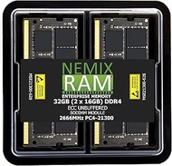 32GB 2X16GB DDR4 2666MHZ PC4-21300 2Rx8 1.2V CL19 260-PIN ECC Unbuffered SODIMM KIT NEMIX RAM Compat