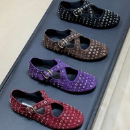 2026 New Arrival Alaia*Ballet Shoes Suede Soft Mary Jane Shoes Fashion Women's Cross Strap Buckle Le