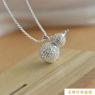 Macau 9999 Silver Necklace Female Gourd Fu Character Hollow Pure Pendant Light Luxury Real Gift For 