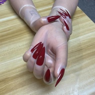 Kigurumi Malaysia Latex Material Zentai 1 Pair Of Medium To Long Transparent Latex Gloves With Nails