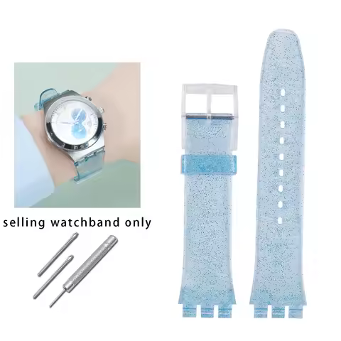 For Swatch new fashionable transparent silicone watch strap with men's women's skin shiny pink blue 