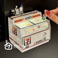 ✨[711Similar Miniature Horizontal Freezer]Mini Refrigerator Model with Door Opening and Light Creati