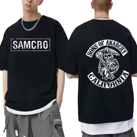 Sons of Anarchy SAMCRO Print T-shirt Men Women Trend Hip Hop Rock Oversized Short Sleeve Tee Summer 