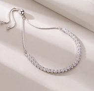 Gelang Serut Wanita Titanium Mewah Elegan Full Permata Tanam Anti karat