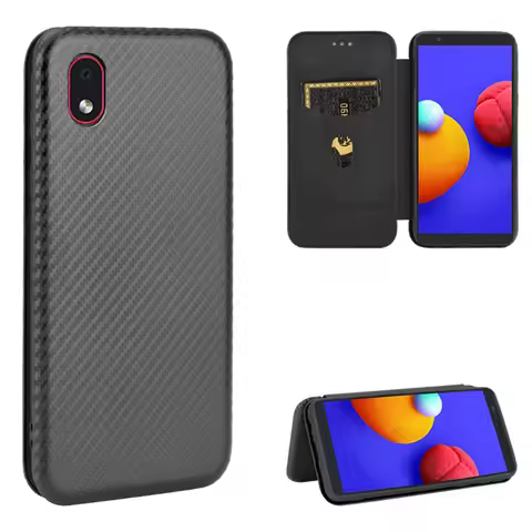 For Samsung Galaxy A01 Core Luxury Flip Carbon Fiber Skin Magnetic Adsorption Case For Samsung M01 C