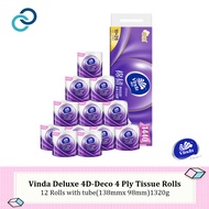 Vinda Deluxe 4D-Deco 4 Ply Tissue Rolls 138mmx 98mm | 12 Rolls / Bag 1320g