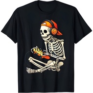 Halloween Skeleton Gamer Video Gaming  Men  Tees T-Shirt