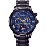 Citizen Eco-Drive AP1055-87L AP1055 AP105587L Blue Moon Phase Blue Analog Black Band Roman Watch