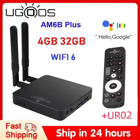 Ugoos AM6B Plus WIFI6 Amlogic S922X-J 2.2GHZ Android 9 TV BOX LPDDR4 4GB RAM 32GB ROM 4K Media Playe