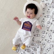 4Color Diwali Print Newborn Jumpsuit Baby Jumpsuit Toddler Clothes Baby Boxer Romper Deepavali Clothes