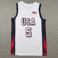 Team USA 2025 Ver. White Basketball Jersey Breathable Embroid Fan Edition No. 5 Edwards For 160cm~19