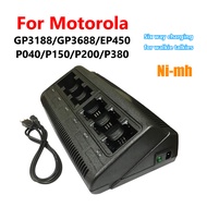 PROMAXPOWER 6 Ports Banks Two-Way Radio Battery Charger for Motorola Ni-mh GP3188/GP3688/EP450/P040/