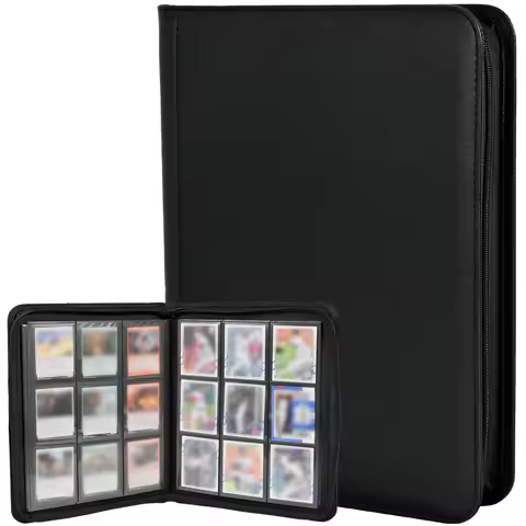 9 Pocket Card Binder, Premium Zip Trading Card Binder, 360 Double Sided Pocket PU Collection Binder,