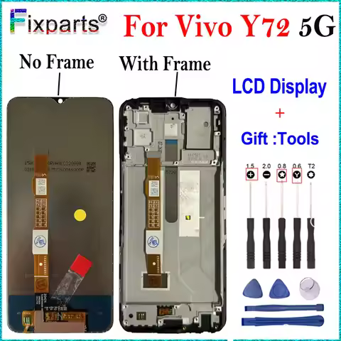 6.58" For Vivo Y72 5G LCD Display With Touch Screen Digitizer Assembly Replacement For Vivo Y72 5G V