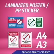NO PLASTIC BAG CAMPAIGN SIGNAGE | Poster Kempen Bebas A4 /A3 Size | Poster / Laminated / PP Sticker⚡