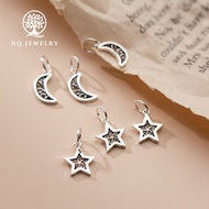 Combo of 2 silver charms shaped like stars and crescent moons - NQ Jewelry