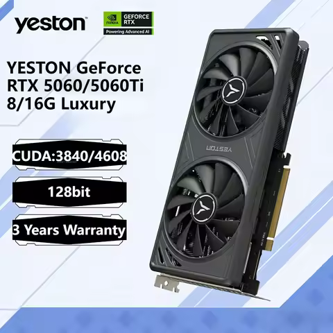 Yeston RTX 5060/5060Ti 8/16G GDDR7 128bit 20Gbps 2280-2497MHz 8Pin Deluxe Edition Gaming office Grap