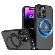 Extraordinary frosted 360 rotating bracket mobile phone case is used for the magnetic back cover of IPhone 11 12 13 14 15 Pro MAX.