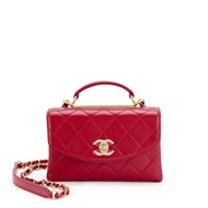 Chanel Red Lambskin Trendy CC Spirit Top Handle Gold Hardware, 2020