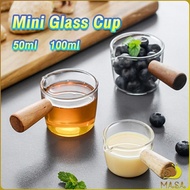 MASA Thickened Glass with Wooden Handle Espresso Cup Mini Milk Cup Restaurant Barista Tool Espresso
