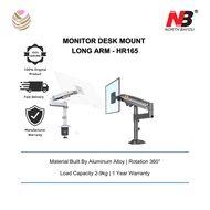 North Bayou H100 Monitor Desk Mount Long Arm for 22 -30" Monitors from 3-11kg Ultra Wide Full Motion