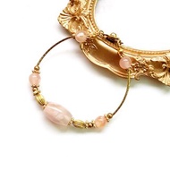 邂逅櫻花-天然櫻花瑪瑙果凍體飄花黃銅手鍊 客製化