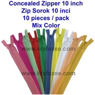 Zip Sorok Zip Sembunyi Invisble Zip Concealed Zip 10 inch - 10 pieces