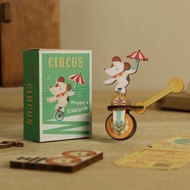 組出迷你馬戲團【小盒國-狗狗獨輪車】木製拼圖 模型玩具