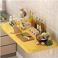 Folding Tables Folding Table Wall Mounted Fall Leaves Table Wall Table, Hanging Desk Wall Table Dining Table Computer Desk, Space Saver (Color : Yellow, Size : 60X40cm)