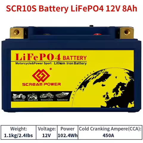 10S 12V 6AH Lithium Phosphate Motorcycle Battery 420CCA BMS Deep Cycles for R1 XVS400 CP250 Shadow40