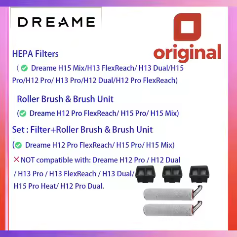 Original Dreame Cleaning Kit Fit H12 Pro FlexReach/H15 Pro/H15 Mix Wet Dry Vacuum, HEPA Filter Compa