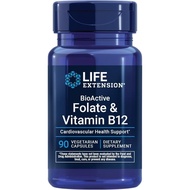 Life Extension BioActive Folate & Vitamin B12, Promotes Heart, Brain & GI Tract Health, Non-GMO, Glu