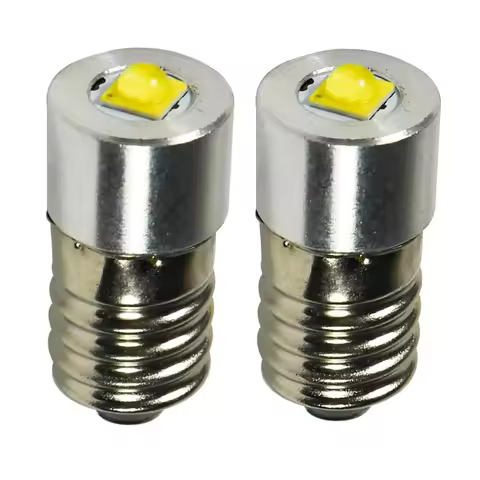 2-Piece E10 LED Light Non-polar 3V 4.5V 6V 12V 24V 3W Bulb Arcade Flashlight Headlight Interior Exte