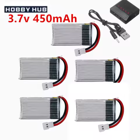 Upgraded 3.7V 450mAh 25c Lipo Battery + Charger For X4 H107 H31 KY101 E33C E33 U816A V252 H6C RC Qua