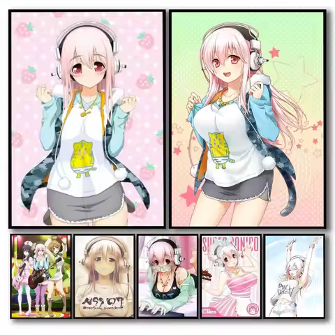 Anime S-Super Sonico Manga Poster Perfect Sticker Self Adhesive for Office Home Theater Wall Art Dec