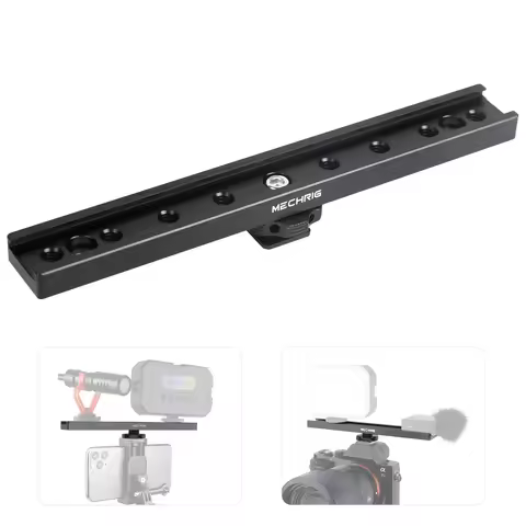 Mechrig 7" Cold Shoe Extension Rail Bracket Long Slot with Multiple 1/4"3/8 "Threaded Mount Hole For