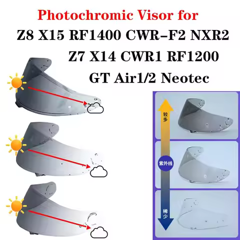 Photochromic Helmet Visor for SHOEI Z8 X15 RF1400 CWR-F2 NXR1/2 X14 Z7 CWR1 RF1200 Xspirit GT Air1/2