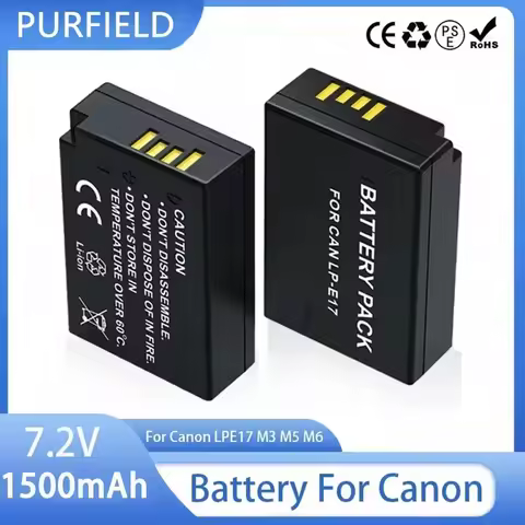 PURFIELD LP-E17 1500mAh Camera Battery+LED Dual USB Charger for Canon EOS R8 RP R50 200D 250D M3 M5 