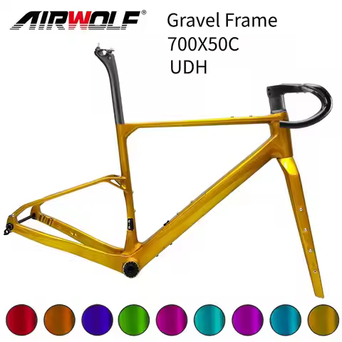 Airwolf 2026 T1100 Carbon Gravel Frame 700C*50C T47 Thread Disc Brake Gravel Bicycle Frameset Storag