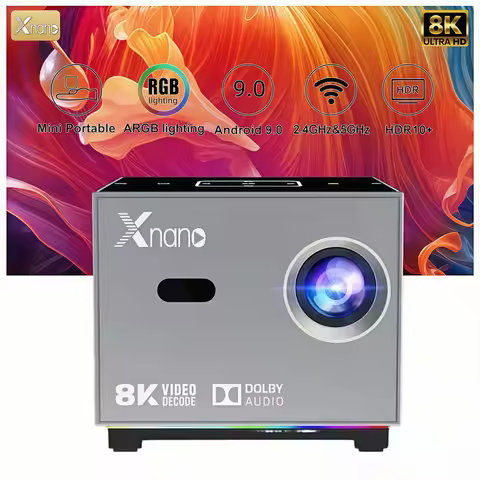XNANO X3 Android 9.0 Projector WiFi 6 Bluetooth 5.0 720P Native 8K Support Auto Focus Keystone Dolby
