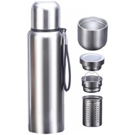 CDJ 17 oz Thermos with Tea Infuser Stainless Steel Vacuum Insulated Water Bottles with 2 Covers Flas