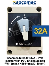Socomec Sirco M1 Type 32A / 40A 3 Pole Isolator with PVC enclosure Box (W115mm x H155mm x D110mm)