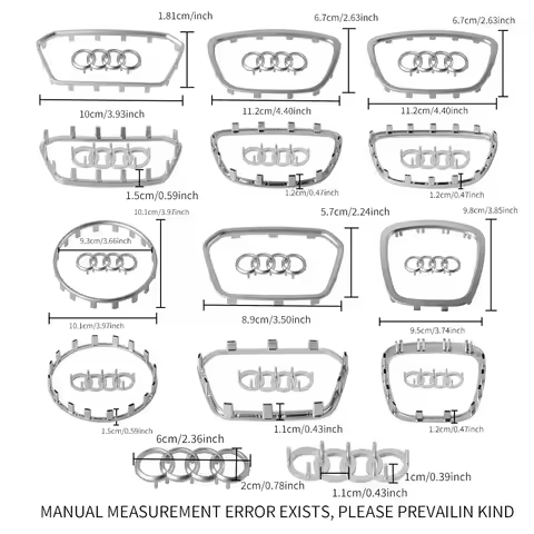 Audi Automobile Steering Wheel Logo Bright Frame Strip Electroplated Car Logo Emblem For A3 A4 B8 8P