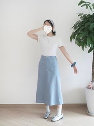 Moci韓國中長扯布裙